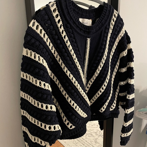 BASH BA&SH navy and cream knit sweater NWT - Picture 2 of 7